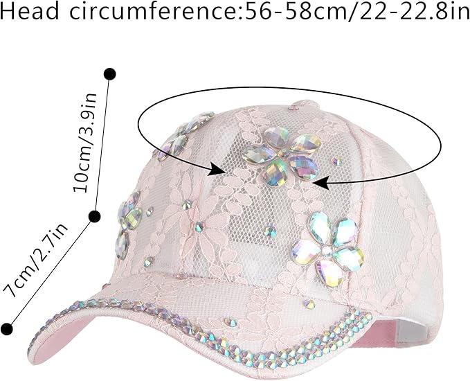 Hoce Fashion Rhinestone Denim Baseball Cap Studded Bling Hat for Women