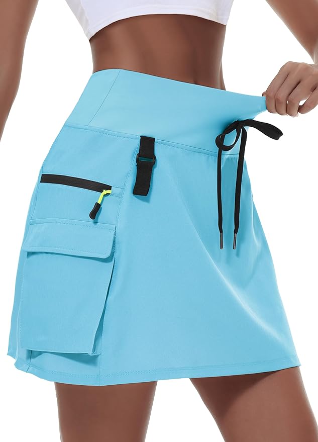 MIVEI Skorts for Woman - Hiking Cargo Skorts with Zipper Pockets, High Waisted Quick Dry Golf Workout, Dressy Casual
