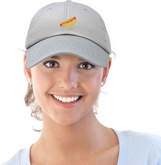 DALIX Hot Dog Hat Embroidered Mens Womens Baseball Cap