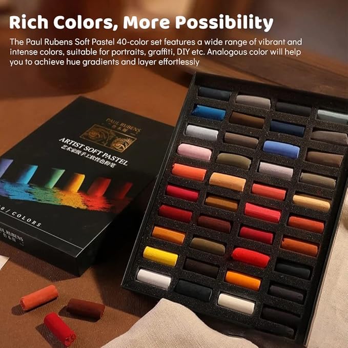 Paul Rubens Professional Soft Pastels, 40 Portrait Colors Chalk Pastels Vibrant - Image 8