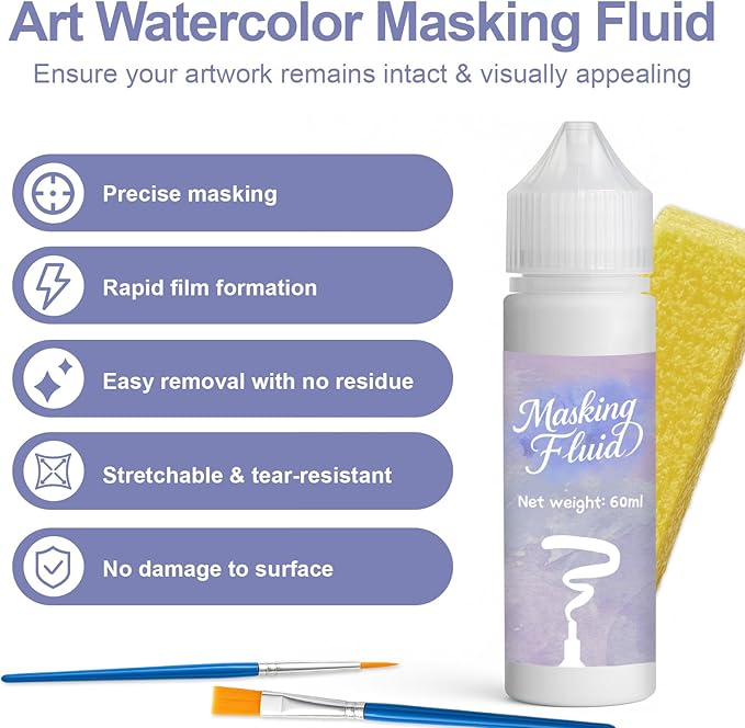 120ml Masking Fluid for Watercolor Painting, Art Watercolor Masking Fluid - Image 5