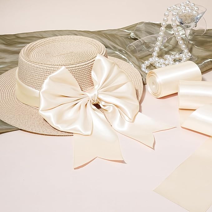 LaRibbons Nude Satin Ribbon 3 Inch 10 Yards Double Faced Luxury Nude Silk Ribbon - Image 4