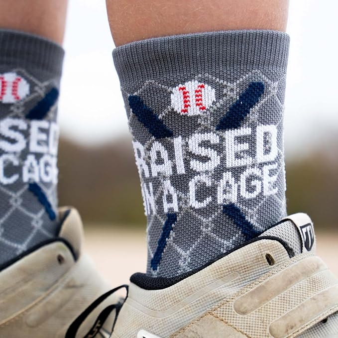 ChalkTalkSPORTS Baseball Socks - Performance Socks for Baseball Players - Raised in a Cage - Youth and Adult Sizes