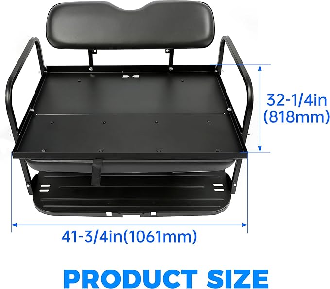 ECOTRIC Golf Cart Rear Seat Kit Compatible with 2007-2016 Yamaha Drive G29 Flip Up Folding down Back Seat Black