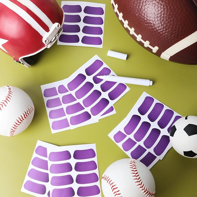 Sumind 48 Pairs Eye Strips Sports Eye Stickers Breathable Strips with 1 White Pencil for Baseball Football Softball Fans on Game Day(Purple)
