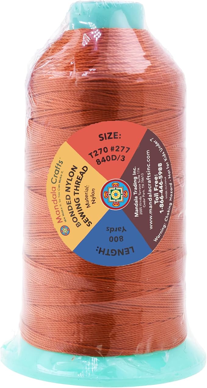 Mandala Crafts Bonded Nylon Thread Burnt Orange Heavy Duty Sewing Threads - Image 3