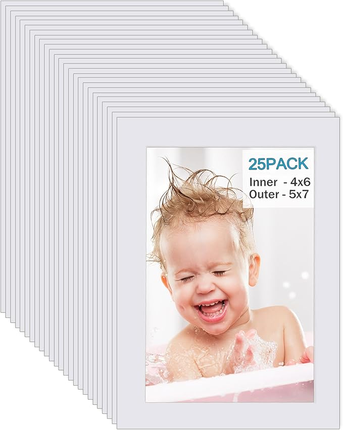 Egofine 5x7 White Picture Mats Pack of 25, Frame Mattes - Image 5