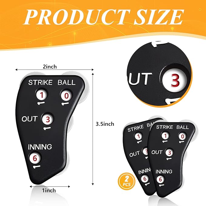 Deekin 4 Wheel Baseball Umpire Clicker Black Indicator Gear Practical Baseball Counter Clicker for Scorekeeper Recording Outs Innings Balls Softball Referee Equipment