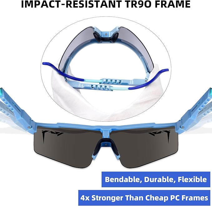 2-Sizes Kids Youth Baseball Sunglasses Men Women Vipers Sunglasses Softball Boys Girl True Polarization &UV Protection