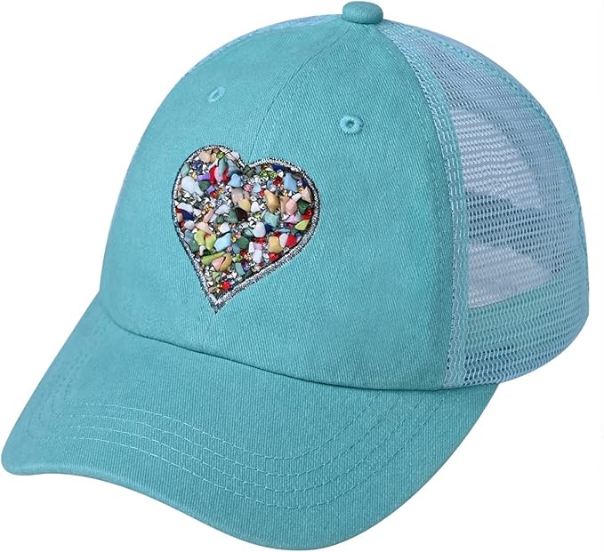 Funky Junque Trucker Hat for Women – Distressed Low Profile Western Camo Baseball Cap with Mesh, Trendy and Adjustable Fit