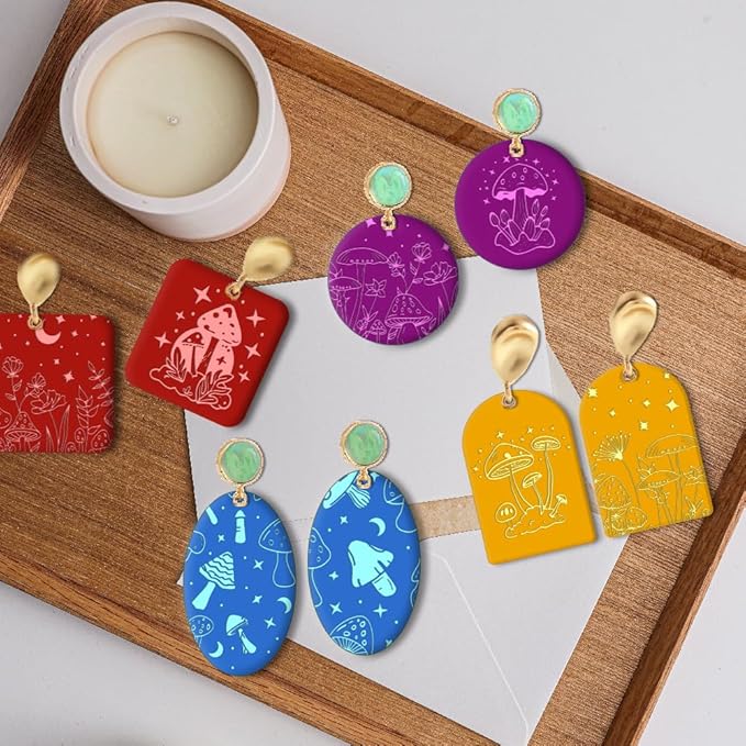 CHGCRAFT Polymer Clay Texture Sheet Mushrooms Silicone Texture Stamp Stars - Image 4