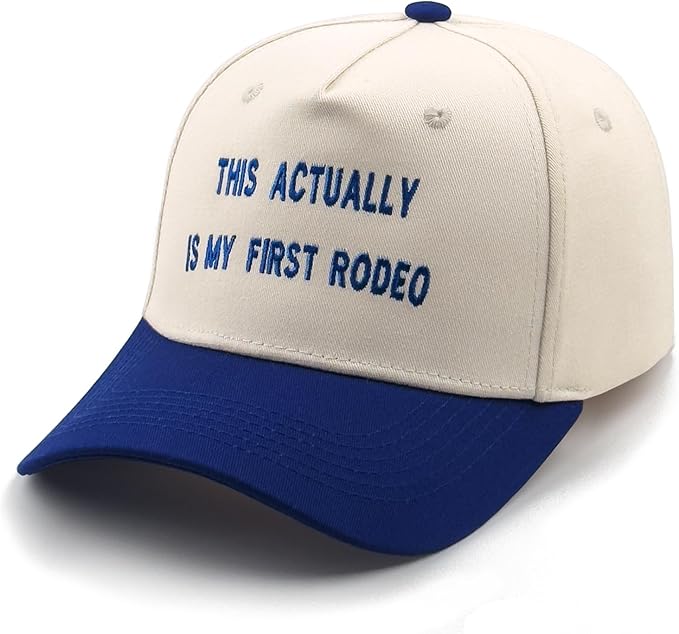 Two-Tone Cotton Baseball Cap with Embroidered Western Sayings - Adjustable Cowboy Style Hat for Men and Women