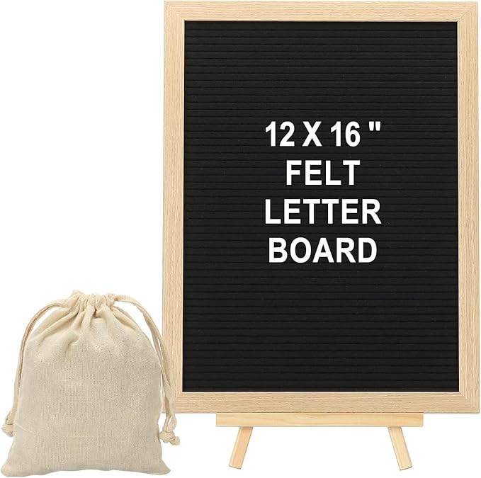 PATIKIL Felt Letter Board, 12x16Inches Black Wooden Changeable Message Board by PATIKIL