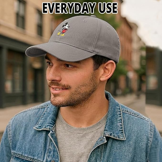 Disney Mens Baseball Cap, Mickey Mouse Adjustable Hat for Adult