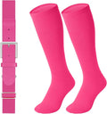 LEACOOLKEY Baseball Belt and Socks Combo Set Adjustable Softball Socks and Elastic Belt for Youth and Adult