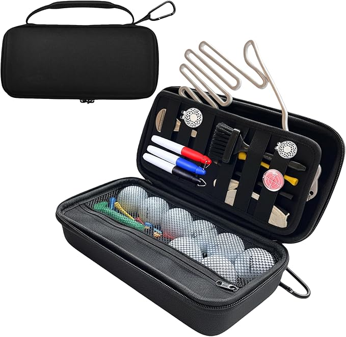 BLIRITEL Golf Glove Holder Case with Removable Glove Shaper,Hard Shell Protective Golf Accessories Organizer Bag Fits Balls,Tees,Markers, Waterproof 900D Oxford Golf Gifts for Men Women Golfers