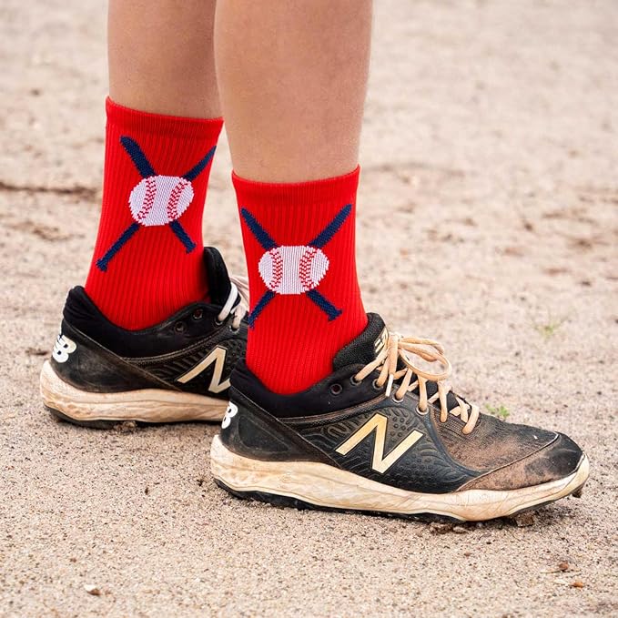 ChalkTalkSPORTS Baseball Socks - Performance Socks for Baseball Players - Crossed Bats - Youth and Adult Sizes