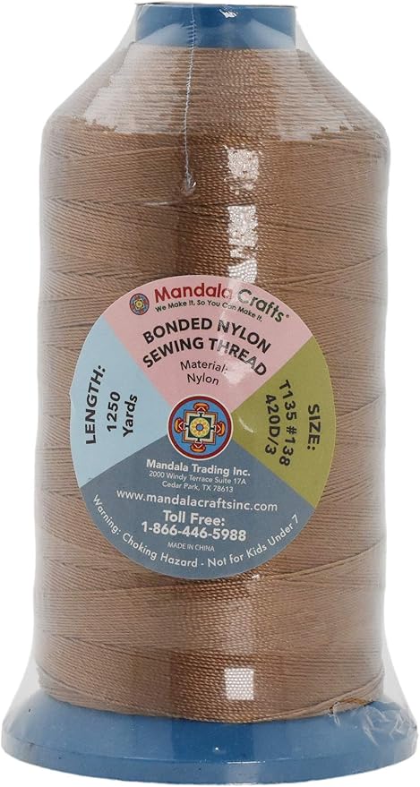 Mandala Crafts Bonded Nylon Thread Russet Brown Heavy Duty Sewing Threads - Image 3