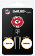 Team Golf NFL Divot Tool with 3 Golf Ball Markers Pack, Markers are Removable Magnetic Double-Sided Enamel