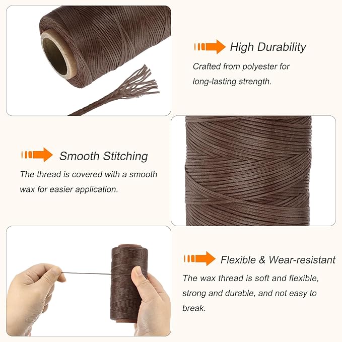 MECCANIXITY Waxed Thread, 197 Yard 1mm 210D Flat Wax Thread Polyester Waxed - Image 3