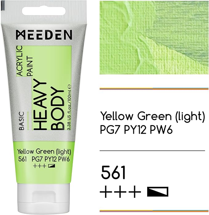 MEEDEN Acrylic Paint Yellow Green Light: 100ml/3.38oz Heavy Body Acrylic Paint - Image 2