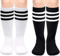 Sarfel Kids Soccer Socks Toddler Soccer Socks Girls Boys Soccer Socks Kids Tube Socks with Stripes Toddler Knee High Socks