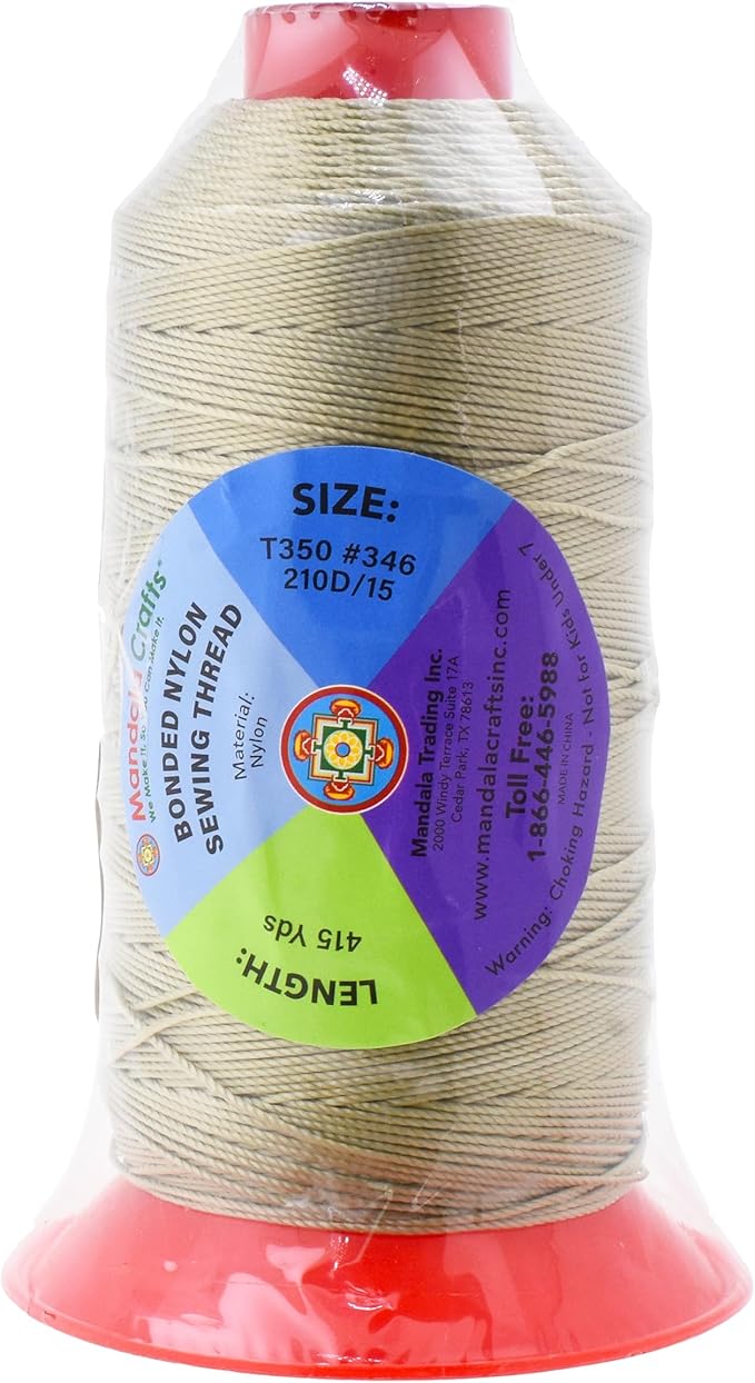 Mandala Crafts Bonded Nylon Thread Beige Heavy Duty Sewing Threads - Image 3