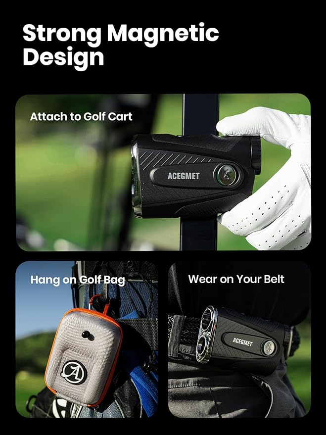 ACEGMET Golf Rangefinder with Ball to Pin & Slope - 1300 Yards Laser Range Finder, Hybrid-pwr Rechargeable, 0.1s Flag Pin Locking Vibration, 7X Magnification, Red & Black Display, Magnet 2025