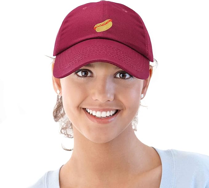 DALIX Hot Dog Hat Embroidered Mens Womens Baseball Cap