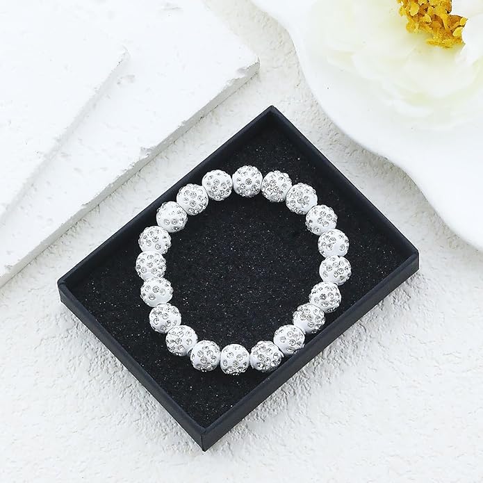 Baseball Bracelet for Women Men Baseball Mom Accessories Essentials Stuff Sparking Bead Bracelet Jewelry Baseballs Sport Fan Bracelet for Sports Game Team