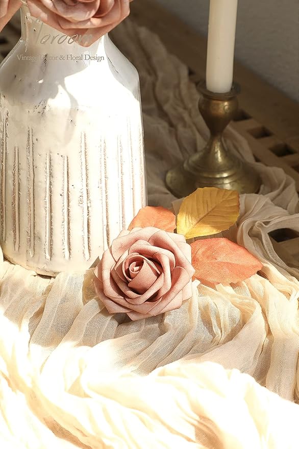Floroom Artificial Flowers 25pcs Real Looking Warm Taupe Foam Fake Roses - Image 4