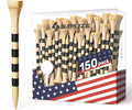 SAPLIZE Bamboo Golf Tees Pack of 100 or 150, Four Size Options (3-1/4", 2-3/4", 2-1/8", 1-1/2"), Stable and Reliable Golf Tees, Available in Natural Color