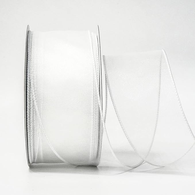 CT CRAFT LLC Sheer Organza Wired Ribbon 2.5" x 50Yards White - Image 2