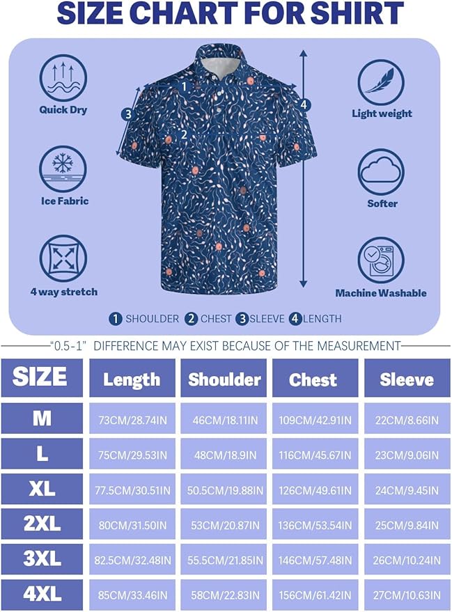 HUURAY Funny Golf Polos for Men Funny Print Short Sleeve Shirts Quick Dry Polo Shirts Hawaiian Shirt Performance Golf Outfits