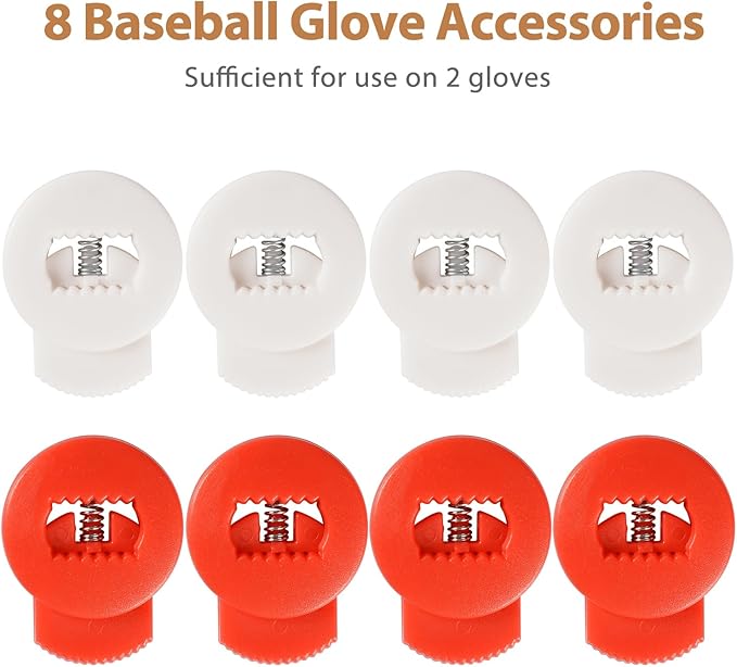 Glove Locks, 8-Pack Baseball/Softball Glove Lace Locks – Vibrant Colors, No Retie Knots, Spring-Lock Tech, Durable Design.