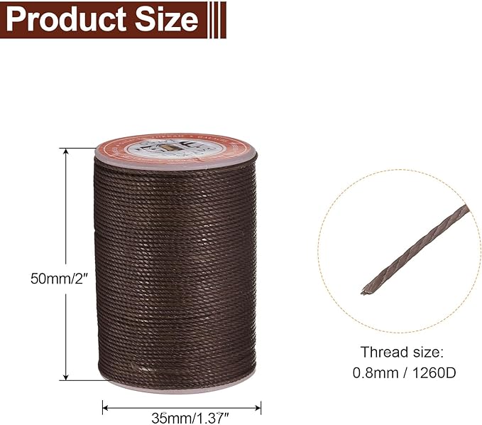 uxcell Round Leather Sewing Waxed Thread, 55m / 60 Yards Wax Polyester String - Image 2