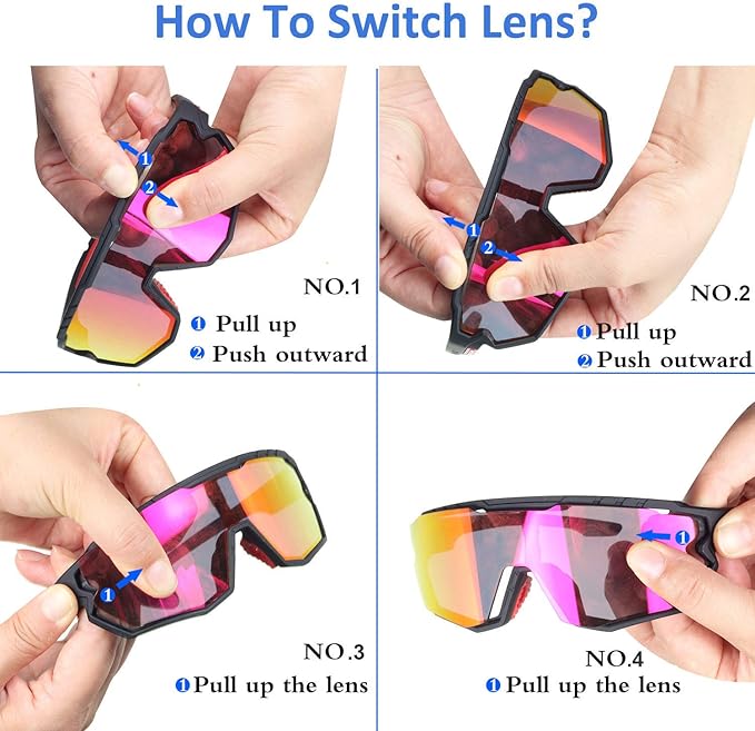 Sports Sunglasses Cycling Glasses Pink Polarized Glasses Baseball glasses with 3 lenses,Fishing,Ski Running Golf