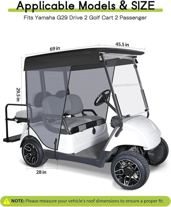 Golf Cart Sun Shade Cover for Yamaha G29 Drive 2 69" Roof Breathable Mesh UV Sunshade Curtain Gray