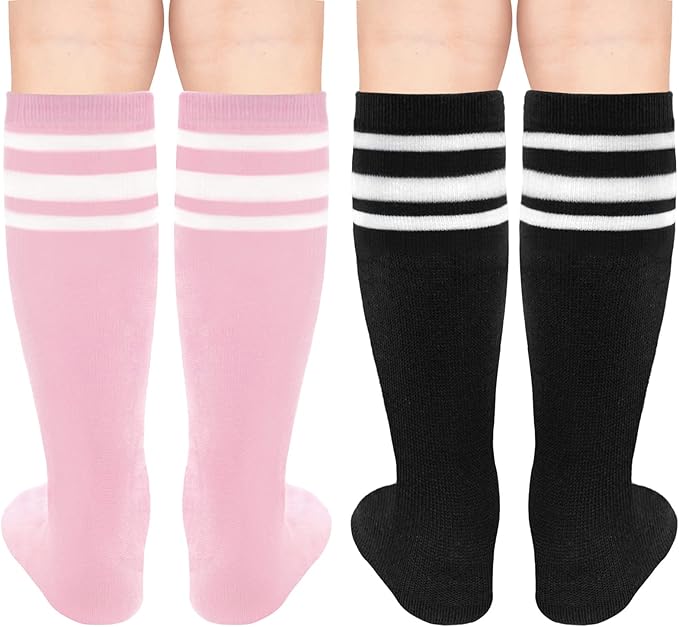 Sarfel Kids Soccer Socks Toddler Soccer Socks Girls Boys Soccer Socks Kids Tube Socks with Stripes Toddler Knee High Socks