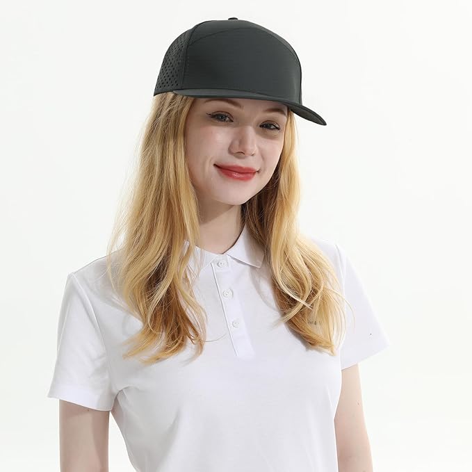 Quick Dry Baseball Cap Flat Brim Snapback Hat Sun and Rain Protection Golf Hat for Men Women