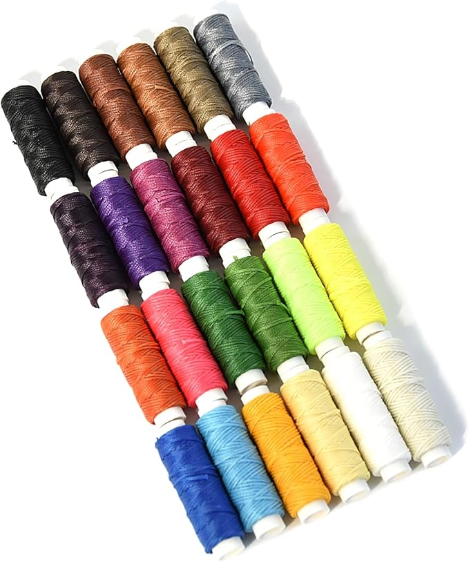 Waxed Thread for Leather Sewing 24 Colors 210D Hand Stitching Thread Waxed Flat - Image 7