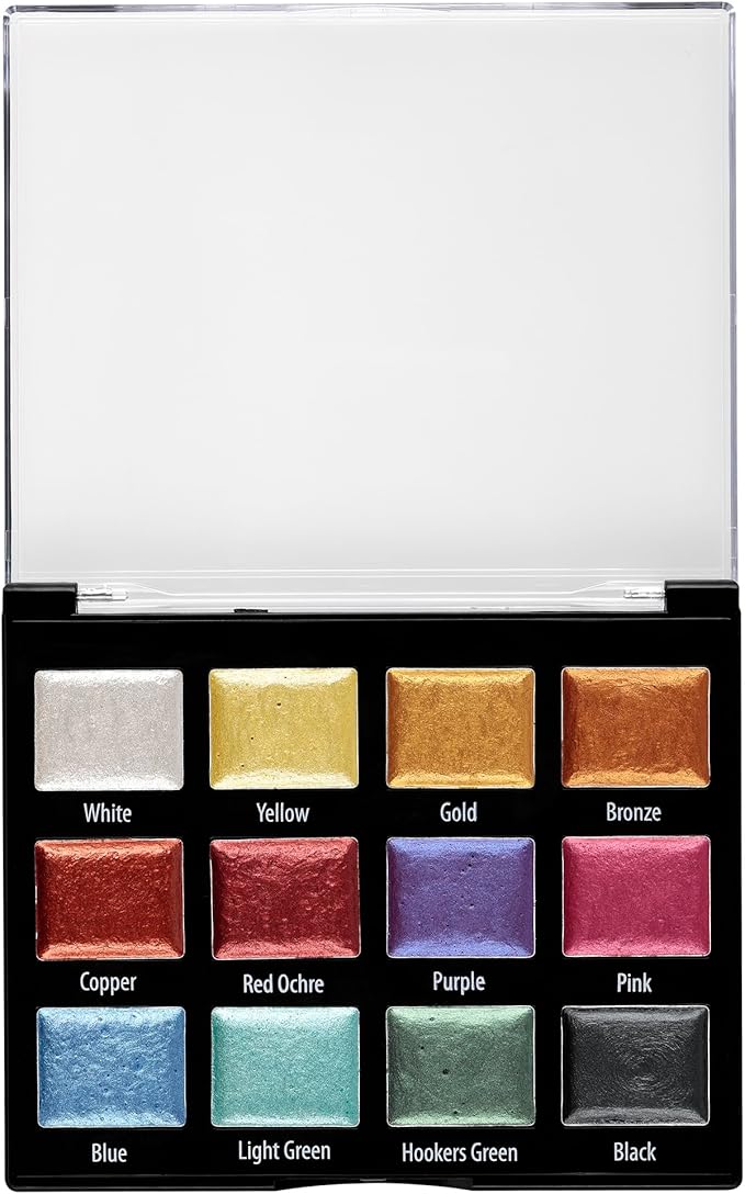 Soho Urban Artist Metallic Watercolors Set – 12 Vibrant Metallic Half Pans in - Image 3