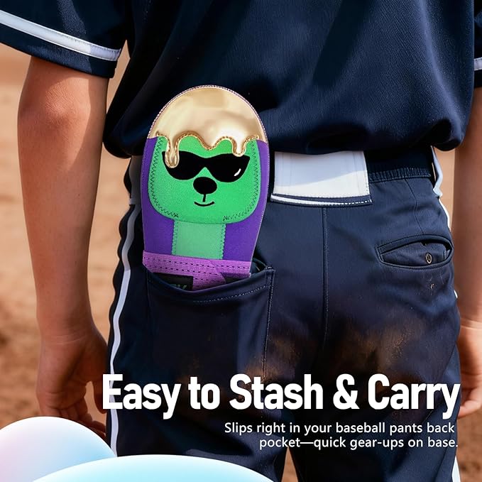 Baseball Sliding Mitt - Youth Size - Ice Cream, Bear Drippy Drip Accessory, Ambidextrous Baseball & Softball Sliding Glove Gear for Hand Protection,Breathable and Durable