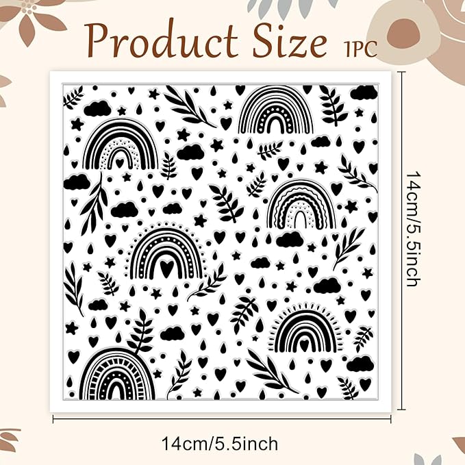 CHGCRAFT Rainbow Polymer Clay Texture Sheets Bohemian Plant Pattern Silicone - Image 2
