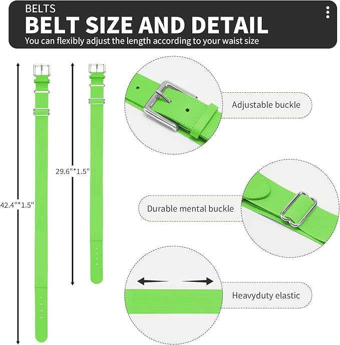 QBK Youth Baseball Socks & Belt Combo Set for Kids 2-16 Years -Softball/Tee Ball Accessories (1 Pair + 1 Belt, Unisex)