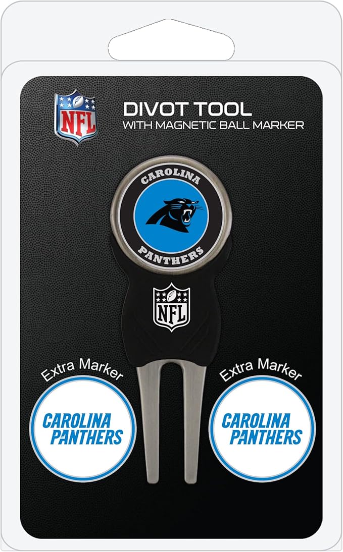 Team Golf NFL Divot Tool with 3 Golf Ball Markers Pack, Markers are Removable Magnetic Double-Sided Enamel