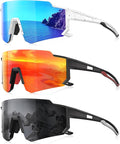 3 Pack Polarized Sunglasses for Men Women, Sports Mens Sunglasses with UV Protection for Baseball Cycling Running