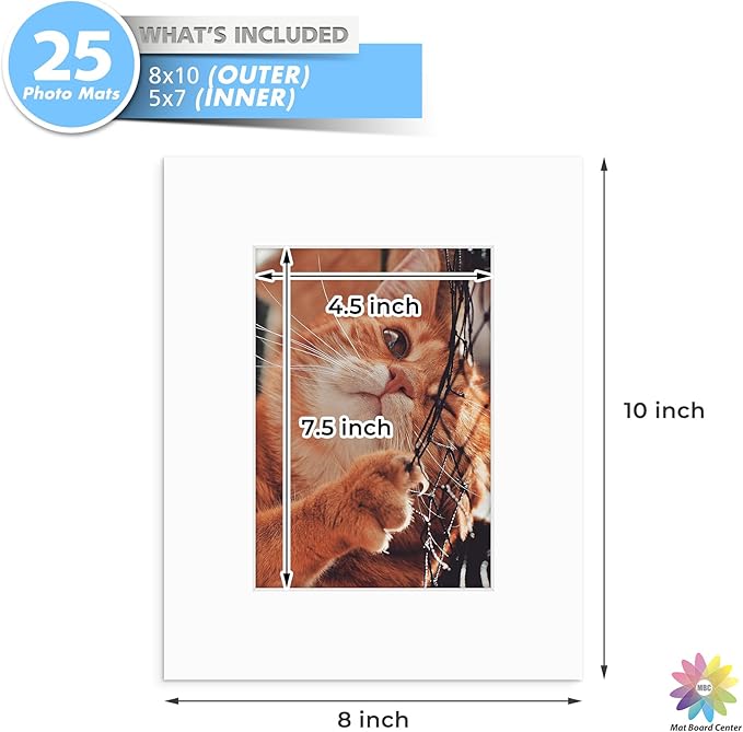 Mat Board Center, 8x10 for 5x7 White Mats - Image 3