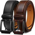 KEMISANT Men Belt 2Pack – Genuine Leather Belt for Men Dress Casual Golf Jeans 1 3/8"
