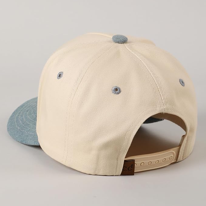 MIRMARU Two-Tone Vintage Canvas Trucker Hats for Men & Women, Adjustable Size Baseball Caps with Trendy Embroidered Design